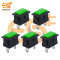 SPST Momentary Green Color Horn Type Push Button Switch Pack of 5
